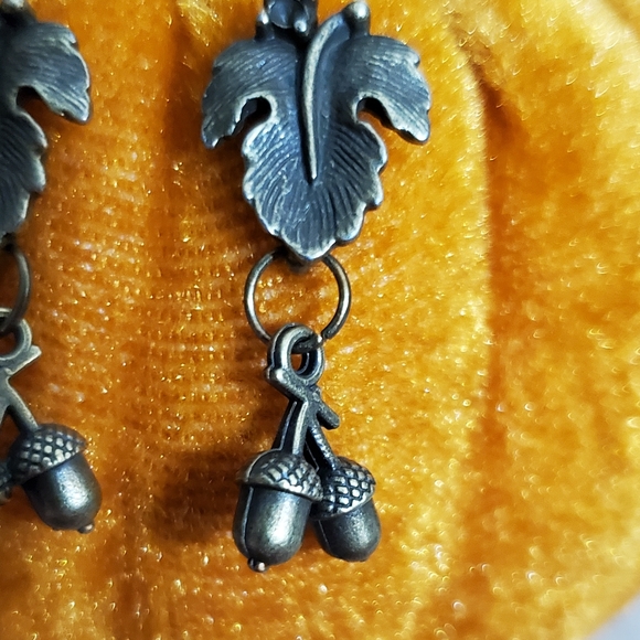 Acorn earrings bronze fig leaf studs NEW handmade fall autumn Gift Thanksgiving - Picture 8 of 11